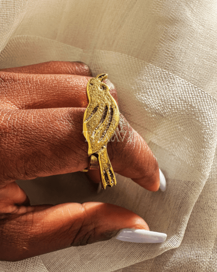 handmade brass bird ring