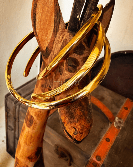 Handcrafted Mbangili Ensemble - Set of 3 adjustable brass bracelets